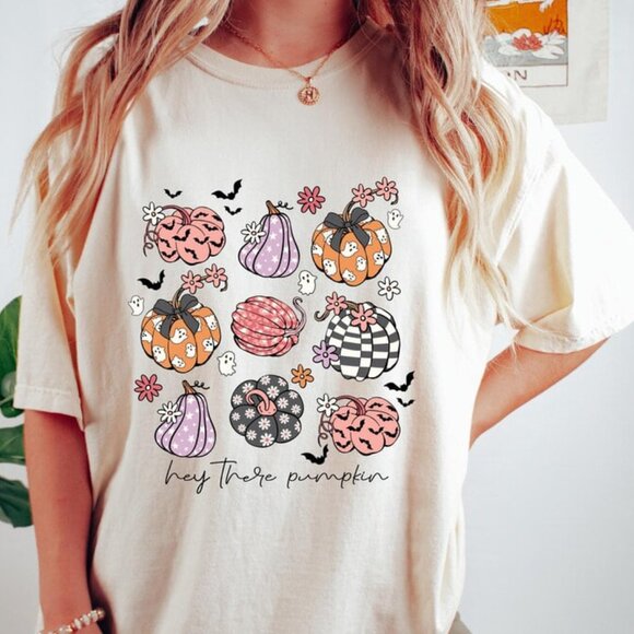 Tops - Pumpkin Graphic Shirt, Pumpkin Tee, Hey There Pumpkin Shirt